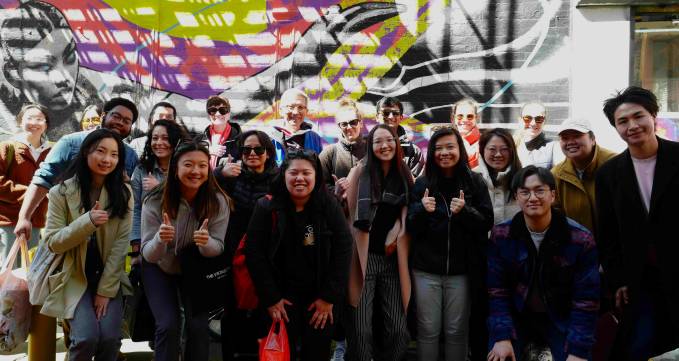 On Saturday, March 30, 2024, a group of 20 Wagner students met outside of the Mabel Lee Memorial Post Office on Doyers Street in Chinatown, New York, for a special walking tour highlighting women’s history in Chinatown. 